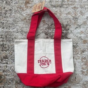 Trader Joe’s Red and Cream Mini Canvas Tote Bag